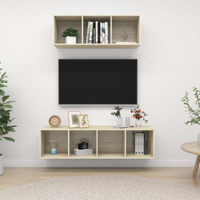 vidaXL - 2-delige - Tv-meubelset - bewerkt - hout - sonoma - eikenkleurig
