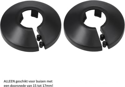 Zwarte verwarmingsbuis rozet voor buizen Ø 15 - 17mm - Voor buisomtrek 47 - 53mm - Buisrozet - Radiatorrozet - Radiatorbuis rozet - Klemrozet - Kraanrozet - Waterleiding rozet - 4 stuks