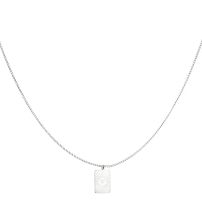 Ketting vierkante hanger hart - zilver - LMPiercings