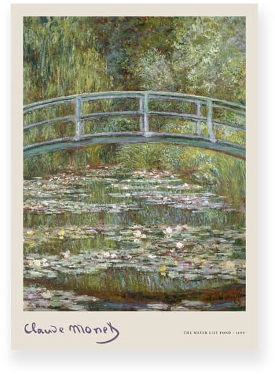 Poster 20x30 cm - The Water Lily Pond - Claude Monet - Brug - Waterlelies - Groen - Beige - Impressionistisch - Kunst - Muurdecoratie - Wanddecoratie