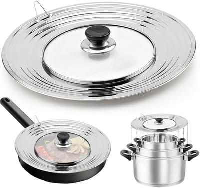 Universele Pannendeksel van RVS met Hittebestendig Glas, Geschikt voor Pannen van 24 tot 32 cm, Ideaal voor Koken en Stomen