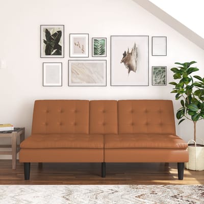 MAINE Slaapbank met Relaxfunctie - Cognac Kunstleer - 190 cm
