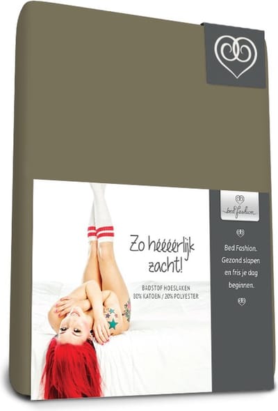 Badstof Stretch - Topper Hoeslaken - 80 x 220 cm - Taupe