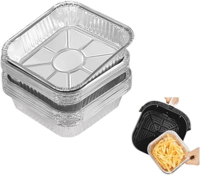 KZQ Aluminium Grill Kommen 30 Stuks 1200 ML Lekbak Voor Oven Grill En Barbecue Bakjes Voor Marineren En Serveren Afmetingen 21 X 21 X 4 5 CM Wegwerpbaar