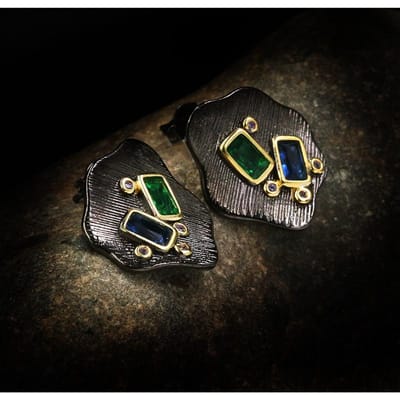 Metalen Diamant Geometrische Edelsteen Oorbellen voor Vrouwen Nieuwe Stijl Frans High End Eenvoudige Retro Oorbellen black