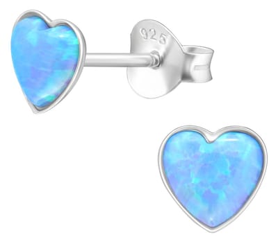 Joy|S - Zilveren hartje oorbellen - azure blauw - 5 mm - kinderoorbellen
