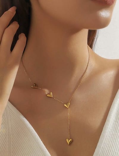 Statement ketting met hartjes - statement ketting - ketting met hartjes - ketting - ketting goud - hartjes ketting - statement ketting - mystic ketting - lange ketting - kralen ketting - schakelketting