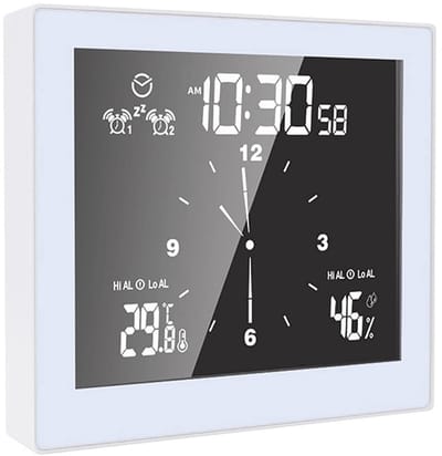 Allecto - Touch Screen Klok - Multifunctionele Thermohygrometer - Wit - Binnentemperatuur en Vochtigheid - Ideaal voor Kantoor en Thuis