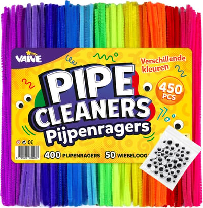 Vaive Pijpenragers & Wiebeloogjes 450-delig - Chenilledraad - Knutselset - Knutselen Meisjes & Jongens - Knutselkoffer - Knutselspullen Kinderen - Knutselpakketten