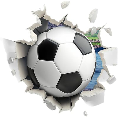 Dailygoods- Muursticker 3D Voetbal - Muurdecoratie Kinderkamer - Wandtattoo Jongens - Muurtattoo Tieners - PVC - 60 x 60 cm - Wanddecoratie