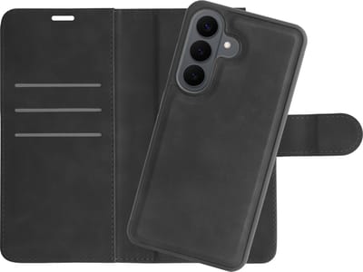 Just in Case hoesje geschikt voor Samsung Galaxy S26 Hoesje met Pasjeshouder compatible met MagSafe - Uitneembare 2-in-1 Premium Bookcase - Zwart
