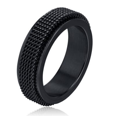 Mendes Jewelry Mesh Ring - Spinner Black-21.5mm
