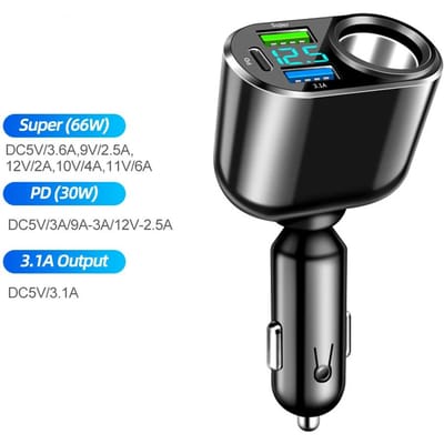 90W Autolader QC3.0 PD Snellader Telefoonladers met Digitaal Display Sigarettenaansteker Auto Accessoires