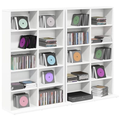 vidaXL - CD - Kast - 2 - st - Wit - 65 - x - 23,5 - x - 97,5 - cm - Bewerkt - hout