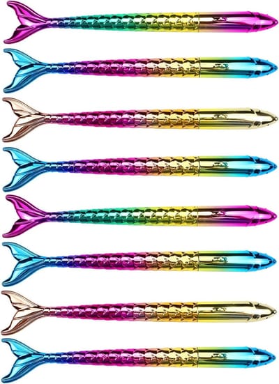 Creatieve Fishtail Gelpennen en Balpennen - 8 Stuks voor Verjaardagscadeaus en Stationery Liefhebbers - Blauw en Zwart Schrijfgerei