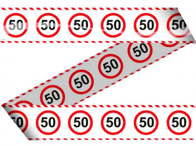 Afzetlint 50 jaar - 3x stuks - stopbord - 15 meter - Abraham/Sarah versiering - markeerlint
