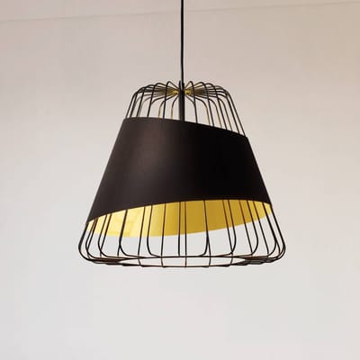 EGLO Austell hanglamp, Ø 43 cm, zwart/goud, metaal, stof