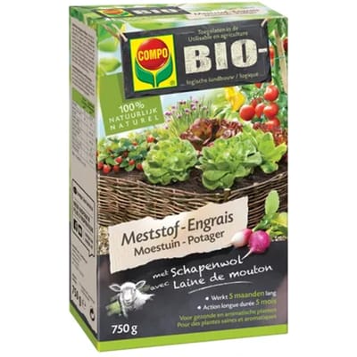 COMPO Bio Meststof Moestuin - 100% organische meststof met directe en lange werking van 5 maanden - voor een rijke oogst - doos 750 g