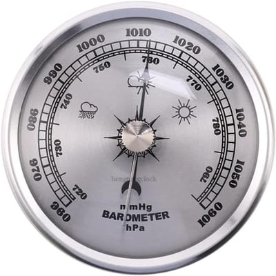 Barometer Weerstation - Drukmeter Klok - Weersvoorspelling Thuis - Mechanisch Ontwerp - 70 mm Diameter - Zilver