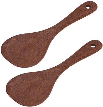 Dailygoods - 2 Stuks Houten Rijst Lepels - Japanse Rijst Opscheplepels