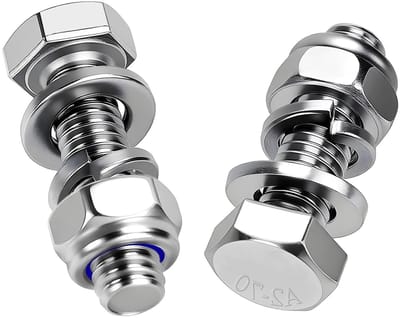 Hexagon M6 x 16 mm RVS Schroeven met Zelfsluitende Moeren en Ringveren voor Meubels en Auto's