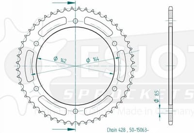 Couronne de transmission Esjot pour moto Hyosung 125 GT Comet 2004 à 2012 52 dts