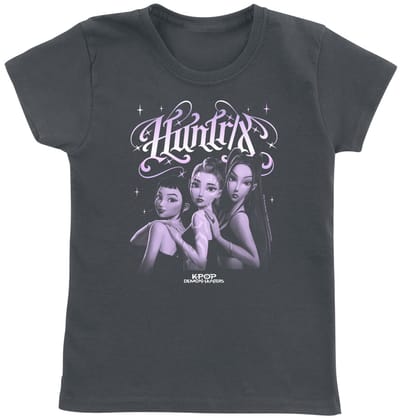 KPop Demon Hunters - Anime T-shirt voor kinderen - Huntrix - Gothic Gradient - voor meisjes - charcoal