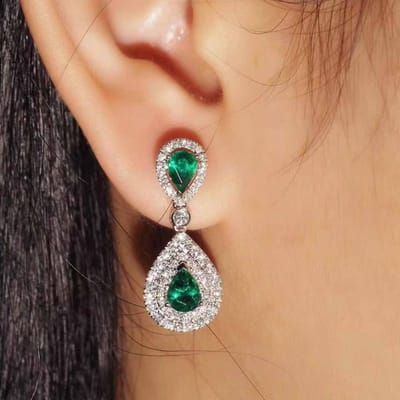 Luxe Groene Edelsteen High-End Waterdruppelvormige Oorbellen Voor Vrouwen Retro Elegant Oorbel Bruiloft Sieraden Cadeaus brown