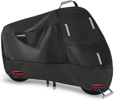 Waterdichte Motorhoes 300D voor Buiten met Reflecterende Strips en Slotgaten - Bescherming tegen Regen en UV Straling