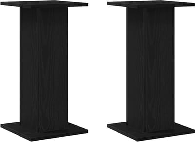 Stijlvolle Houten Luidsprekerstandaard Zwart Eiken 60cm Hoog Rechthoekig