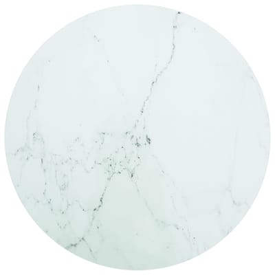 vidaXL - Tafelblad - Ø80x1 - cm - gehard - glas - met - marmeren - design - wit