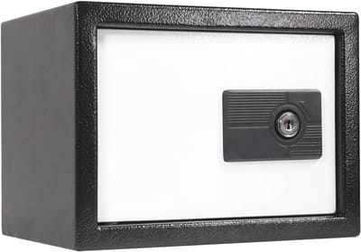Compakte Meubelkluis met Sleutelslot - 14 Liter, Modern Design, Zwart-Wit