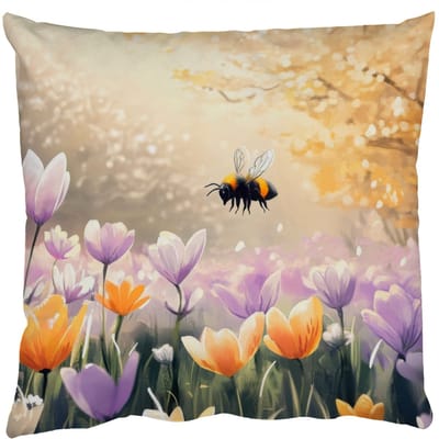Sierkussens - Kussentjes Woonkamer - 50x50 cm - Viooltjes - bij - Zonlicht