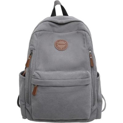 Sac à dos grande capacité pour lycéens et étudiants, nouveau style coréen, sac d'école en velours côtelé pour hommes et femmes, sac à dos de loisirs et de voyage gray