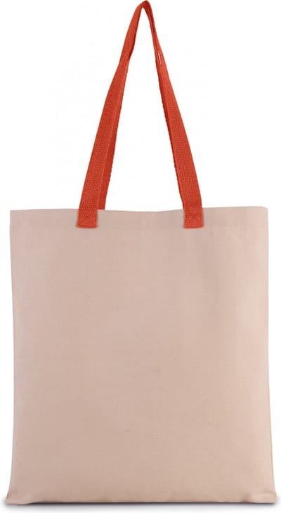 Kimood Platte shopper van canvas met contrasterend hengsel KI0277 - Natural / Spicy Orange - One size