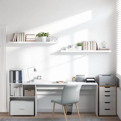 vidaXL - Wandschappen - zwevend - 2 - st - 120x23,5x3,8 - cm - MDF - hoogglans - wit