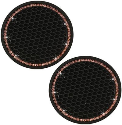 Allecto - Bling Autoonderzetter - Siliconen Bekerhouder - Antislip Glitterhouder - Zwart - Kristal Strass - 2 Stuks - Geschikt voor Auto