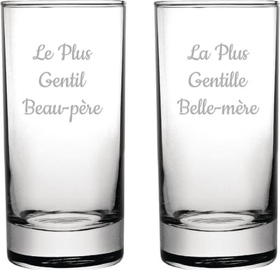 Longdrinkglas gegraveerd - 28,5cl - Le Plus Gentil Beau-père & La Plus Gentille Belle-mère