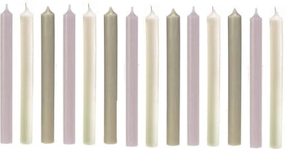 Cactula gekleurde dinerkaarsen dinerkaars kaars kaarsen 2.1 x 19,5 cm Kleur Soft Love | Nude - Champagne - Taupe 14 stuks