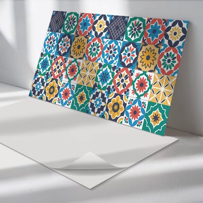 Wallfluent Vinyl Wandpaneel - Mozaïekpatronen in lay-out Zelfklevende Wandbekleding - 100 cm x 50 cm - Groente Vinyl Wandpaneel - 1 stuk - Rechthoekig Wandbekleding Vinyl - Patroon Wandpaneel - Wandpaneel PVC - Wandpaneel Keuken en Badkamer