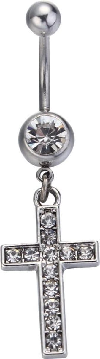 Fako Bijoux® - Navelpiercing - Kruis Kristal