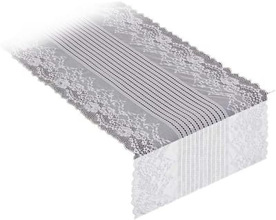 Lange Tafelrunner van Macramé in Wit voor Bruiloft en Feestdecoratie, 38 cm Breed, Vintage Natuurlijke Stof, Perfect voor Tafelversiering en Thuisgebruik
