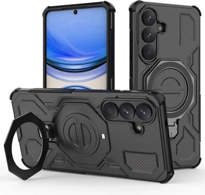 Hoesje geschikt voor Samsung Galaxy S26 Plus | Compatibel met MagSafe / Qi2 | 360° Draaibare Magnetische Standaard | Back Cover Kickstand Ring | Zwart