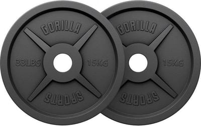 Gorilla Sports Halterschijven Set - Bundel - 30 kg (2 x 15 kg) - Gietijzer - Zwart - 50 mm
