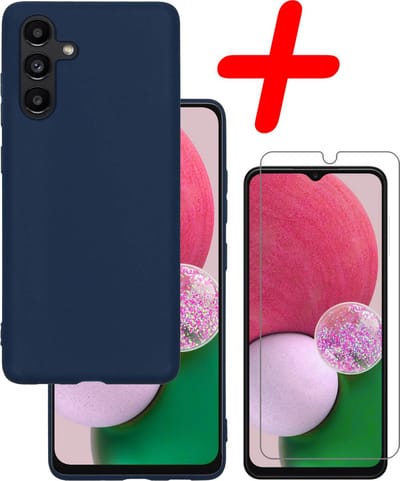 Hoesje Met Screenprotector - Geschikt voor Samsung Galaxy A13 5G - Sterk & Shockproof - Back Cover - Siliconen Case - Telefoon Hoes - Donkerblauw