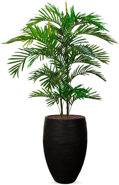 Kunstplant Arecapalm in Vaas elegant Deluxe rib zwart H160 cm
