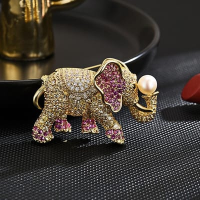 Dames Retro Luxe Schattige Olifant Broche Modieuze En Gepersonaliseerde Pakaccessoires brown