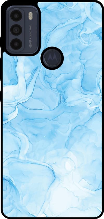 Smartphonica Telefoonhoesje Geschikt voor Motorola Moto G50 met marmer opdruk - TPU backcover case marble design - Lichtblauw geschikt voor Motorola Moto G50