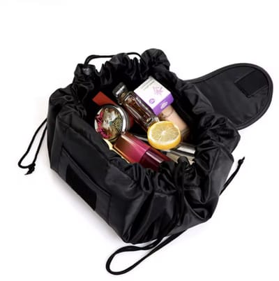 Grote zwarte make-up tas - Toilettas - Met Trekkoord - Cosmetica tasje - Make-uptas - Reistas - Accessoires Organiser - Handige Toilettas - Zwart - CHPN