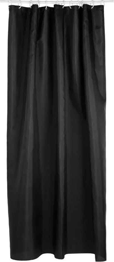 5Five Douchegordijn - zwart - polyester - 180 x 200 cm - inclusief ringen - Voor bad en douche